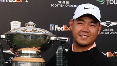 Tom Kim claimed a two-shot win at the Genesis Scottish Open