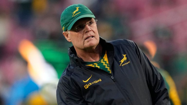 South Africa's head coach Rassie Erasmus was forced to make more changes in the hours leading up to the game (AP Photo/Themba Hadebe)