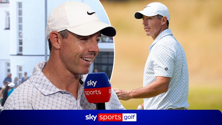 Rory McIlroy hit a 403-yard drive to within 10 feet on the ninth hole at Royal Birkdale