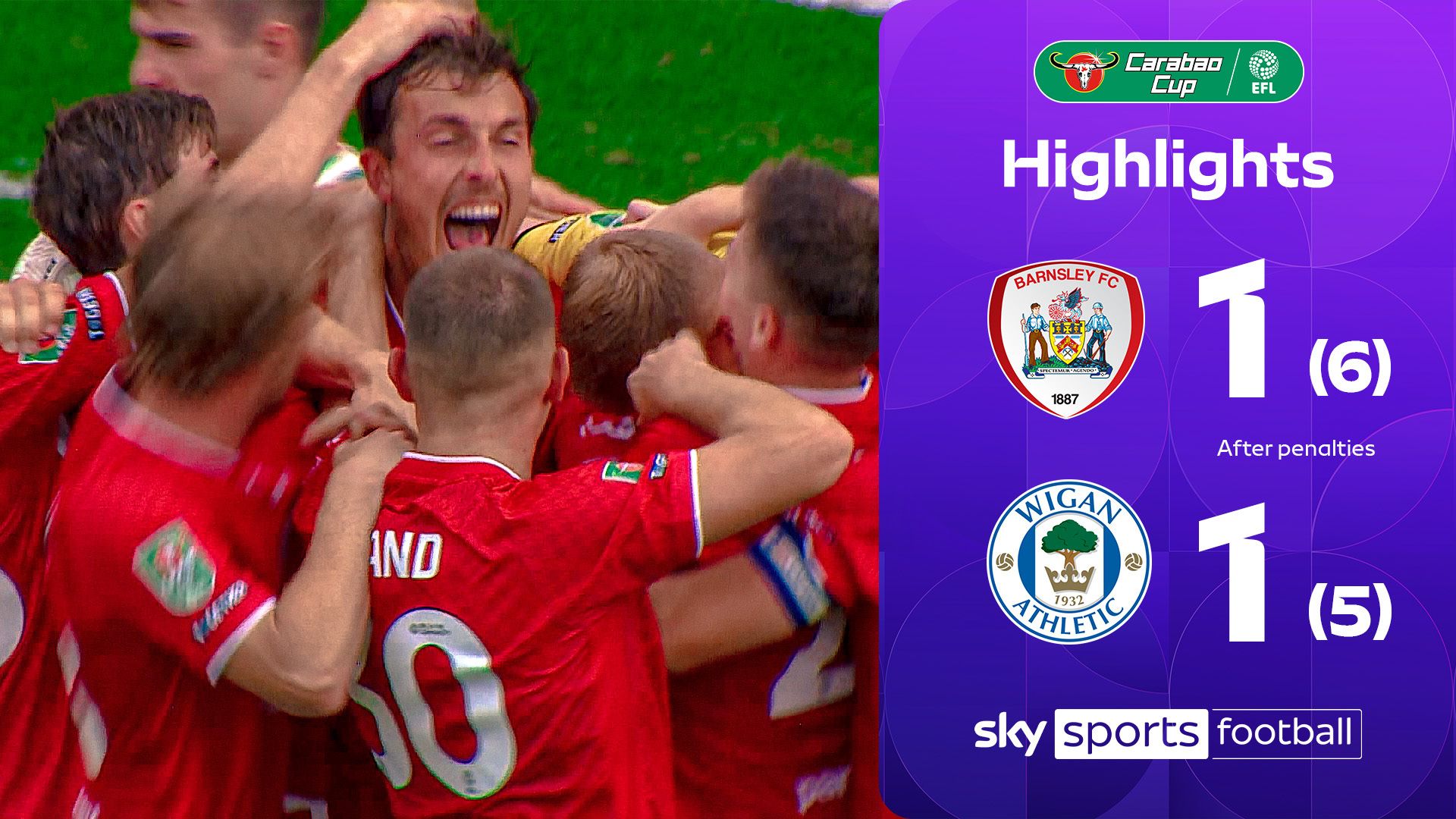 Barnsley beat Wigan on penalties to progress