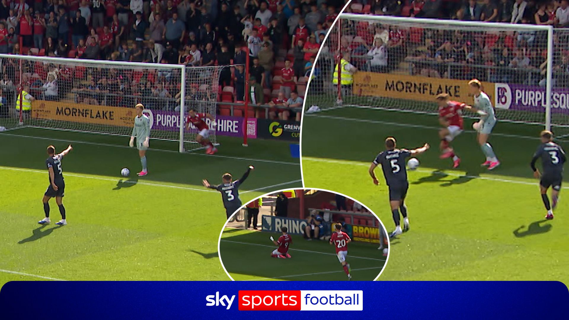 Caught napping! Crewe player HIDES before pouncing for cheeky goal