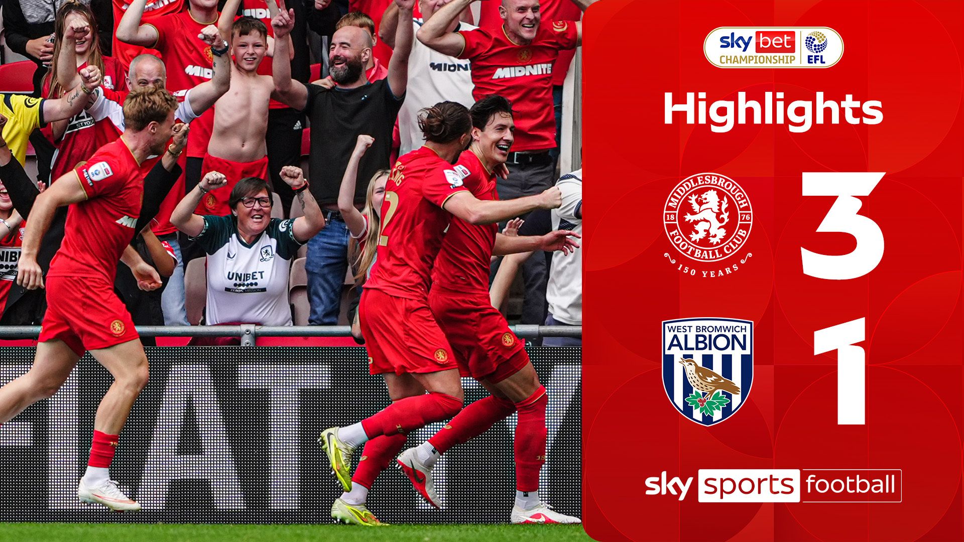 Middlesbrough hand West Brom first defeat of season