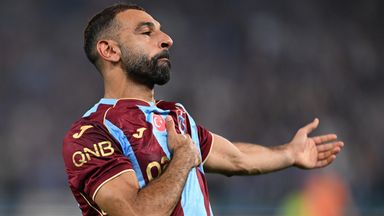Mohamed Salah celebrates scoring for Trabzonspor