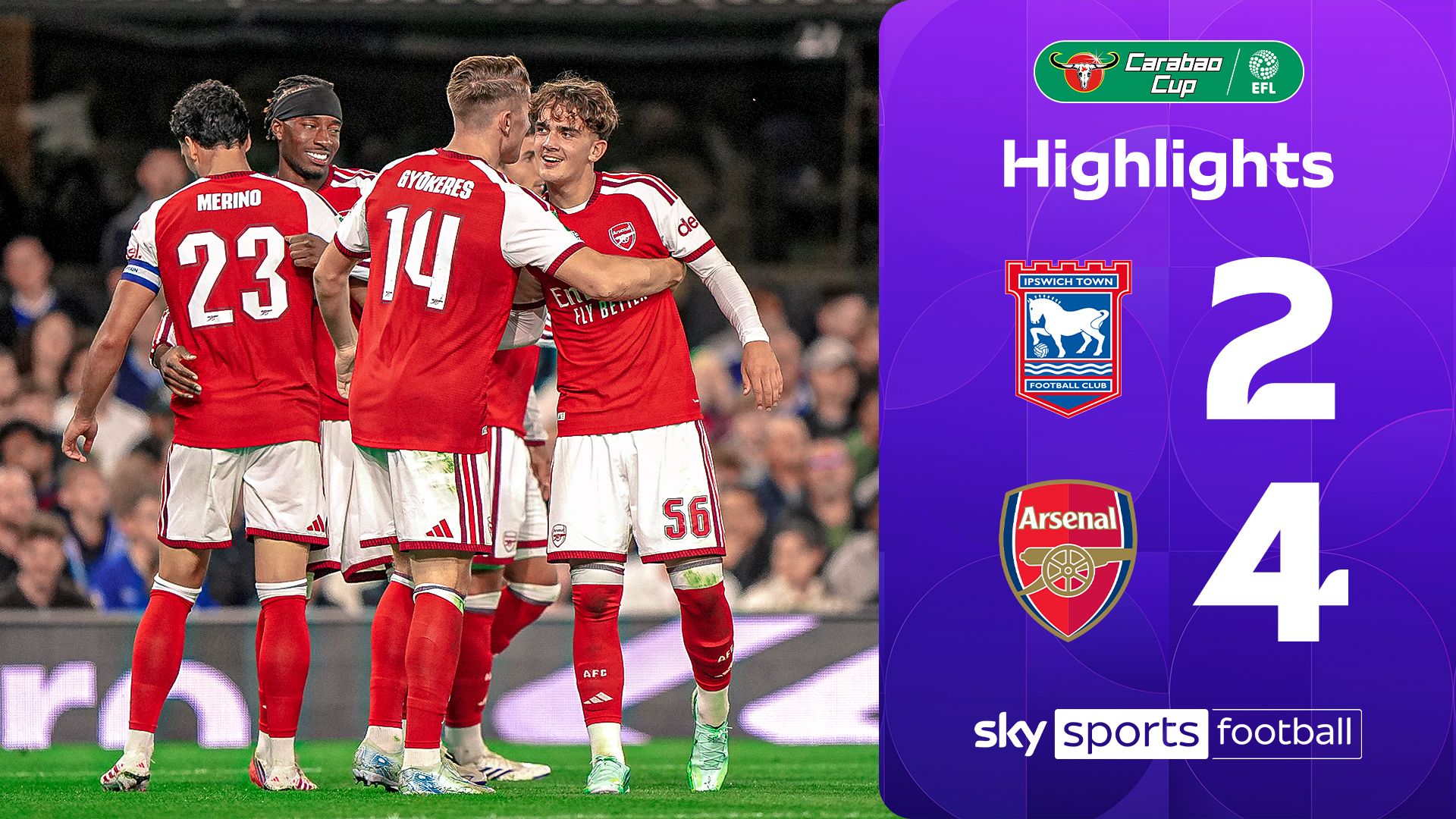 Dowman bags brace as Arsenal ease past Ipswich