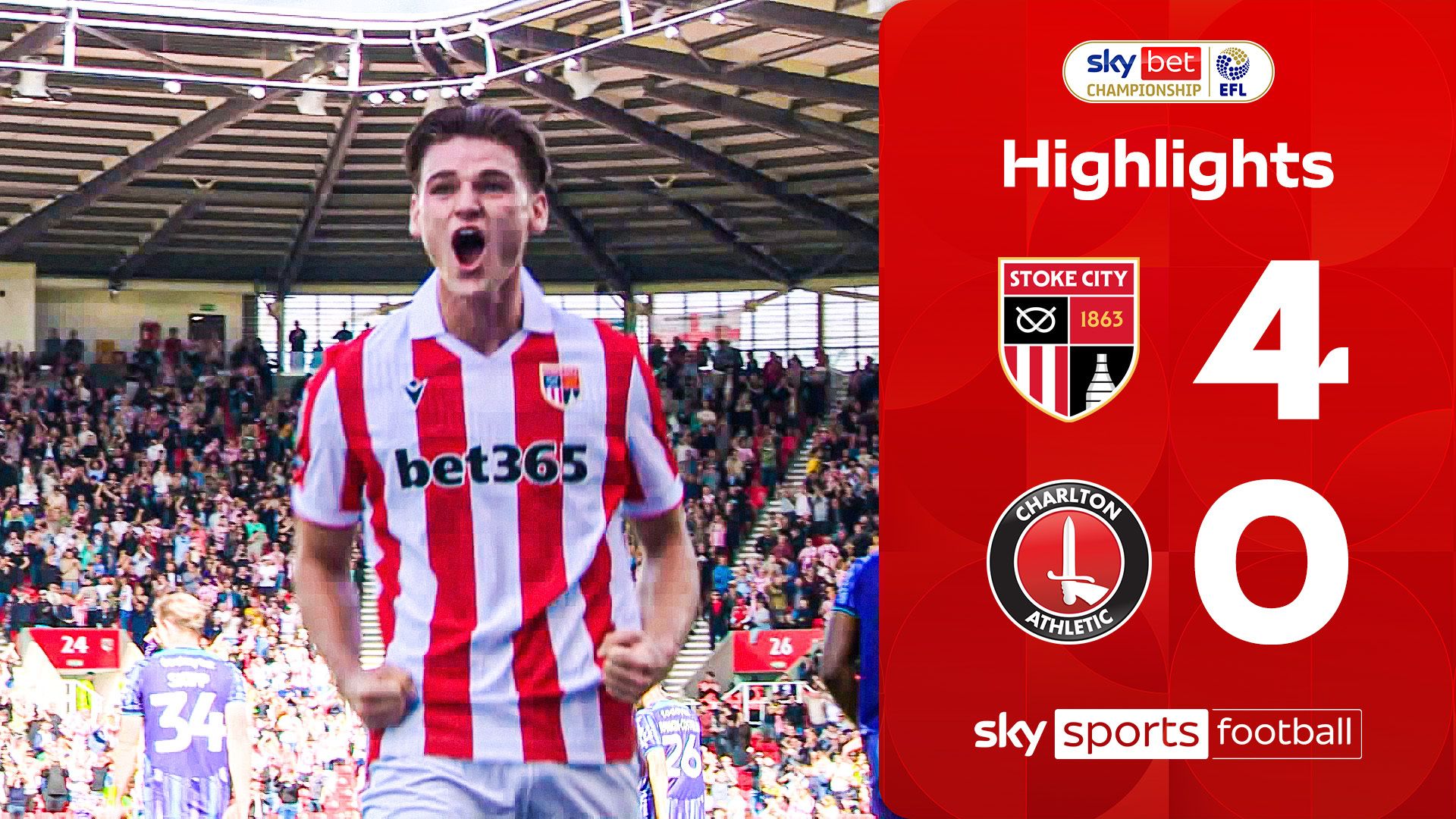 Scintillating Stoke hit four past 10-man Charlton 