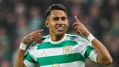 Celtic's Camilo Duran celebrates his opener against Aberdeen