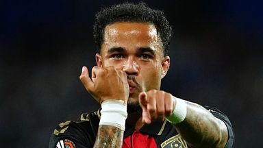 Bournemouth's Justin Kluivert celebrates after opening the scoring against Real Sociedad (AP Photo/Miguel Oses)