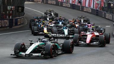 Kimi Antonelli leads into Ste Devote at the start of the 2026 Monaco Grand Prix