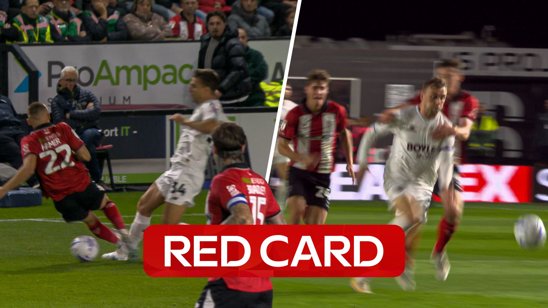 TWO reds in 23 minutes sees Lincoln down to NINE against West Ham!