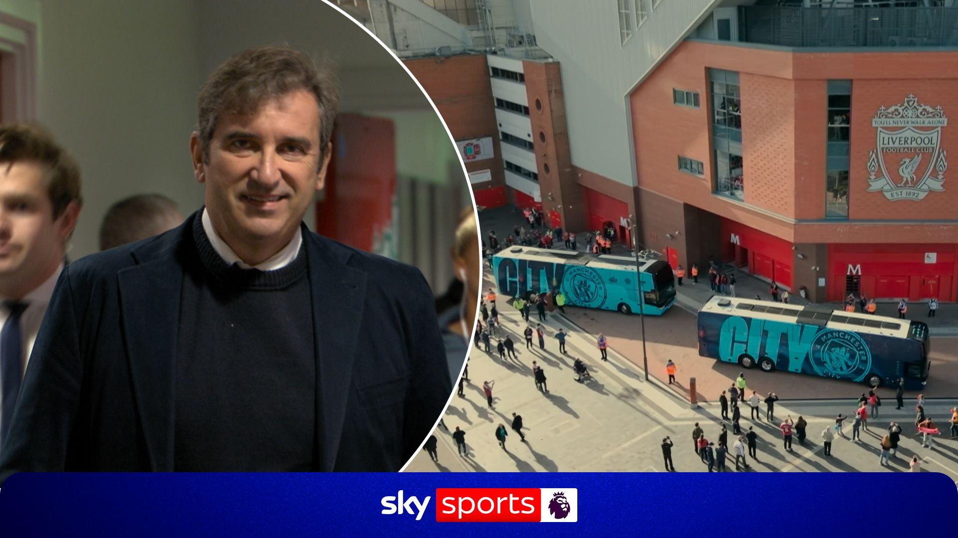 Man City players and Soriano arrive at Anfield in first match since guilty verdict