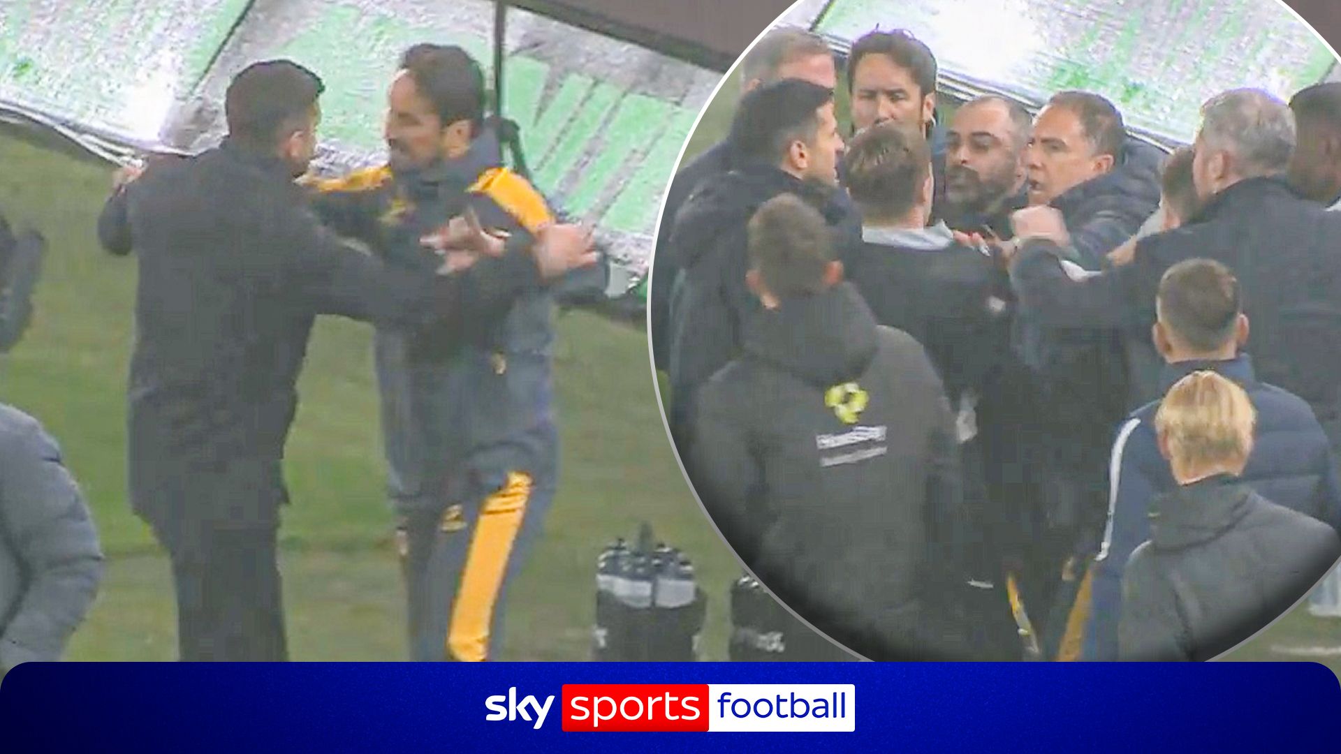 Feisty FT scenes! Wolves and Portsmouth bosses involved in heated exchange