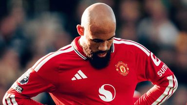 Bryan Mbeumo pictured at full-time following Manchester United's 1-1 draw with Leeds United at Elland Road