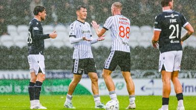 St Mirren's Calvin Ramsay celebrates after scoring to make it 1-0