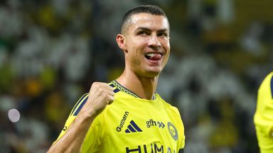 Cristiano Ronaldo celebrates scoring for Al Nassr