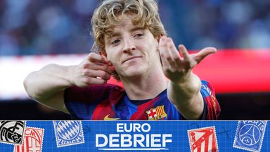 Anthony Gordon celebrates after scoring his first goal for Barcelona against Getafe