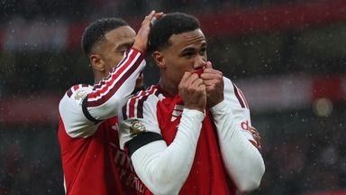 Arsenal's Gabriel celebrates after scoring their second goal