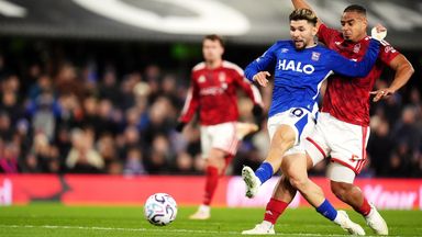 Julio Enciso equalises for Ipswich after pouncing on an error from Nottingham Forest's Nikola Milenkovic