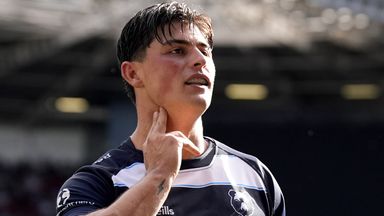 Bristol Bears' Louis Rees-Zammit celebrates scoring a try during the Gallagher PREM match at Ashton Gate.