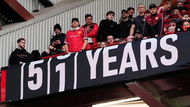The banner displays 50 years - ticking over to 51 years - since Man City won the 1976 League Cup