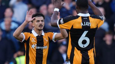 Hull City's Mohamed Belloumi celebrates scoring his side's second goal of the game 