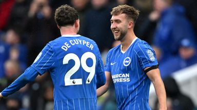 Jack Hinshelwood celebrates after scoring Brighton's fifth goal against Crystal Palace